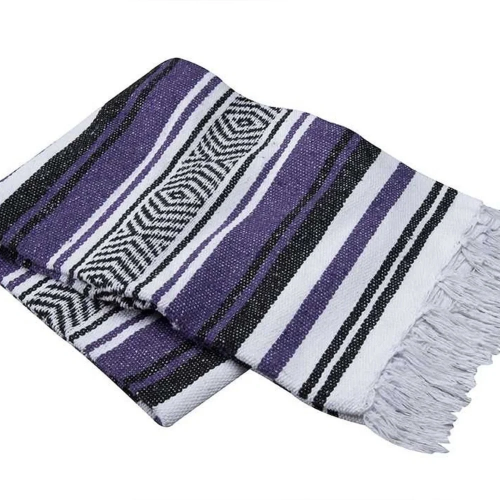 Purple and White Striped Blanket